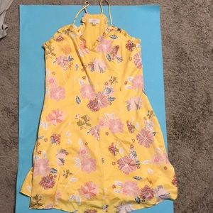 Yellow floral mini dress